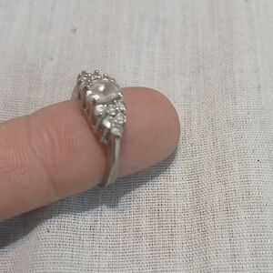 "Make Offer" Elegant Silver Diamond Simulant Ring